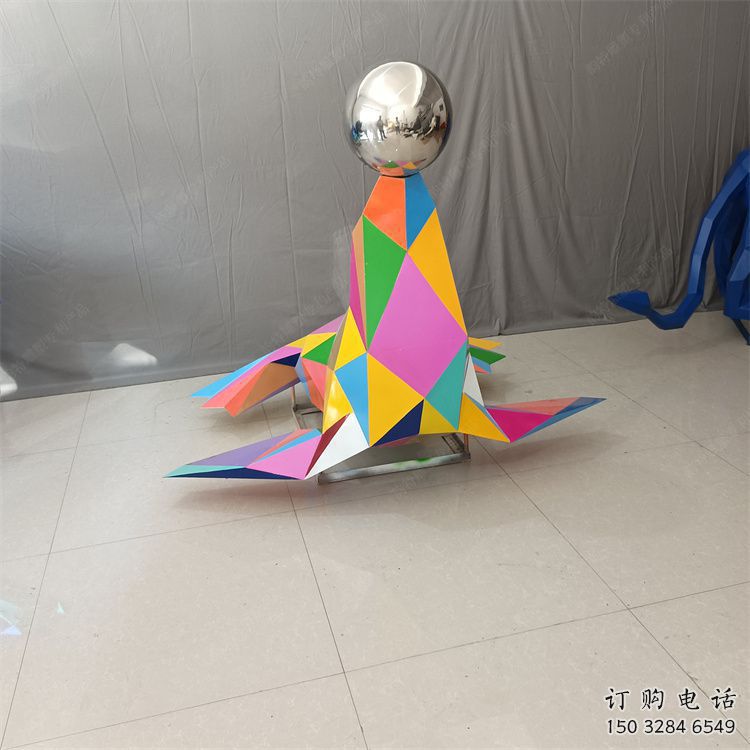 大型頂球雕塑廠家 切面小品 幾何不銹鋼頂球雕塑廠