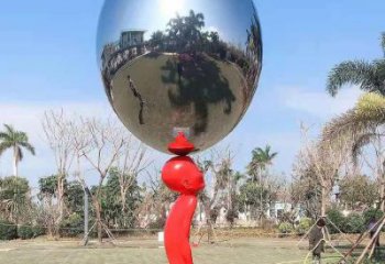 創意頂球雕塑廠家 現代戶外小品 公園不銹鋼頂球雕塑廠