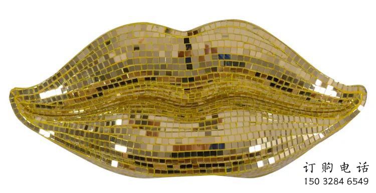 電鍍嘴唇雕塑廠家 創意小品擺件 大型不銹鋼嘴唇雕塑廠