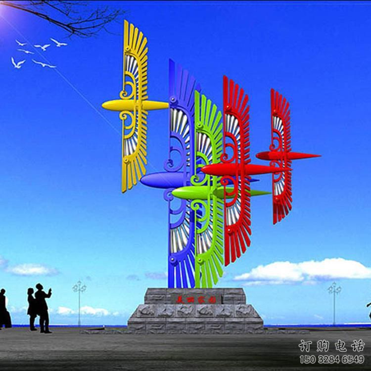 大型風箏雕塑廠家 鏤空公園小品 烤漆不銹鋼風箏雕塑廠
