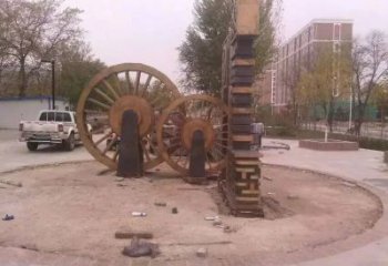 大型商場(chǎng)水車(chē)雕塑廠家 仿真擺件 彩繪不銹鋼水車(chē)雕塑廠