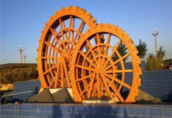 仿古水車(chē)雕塑廠家 公園廣場(chǎng)小品 房地產(chǎn)不銹鋼水車(chē)雕塑制作