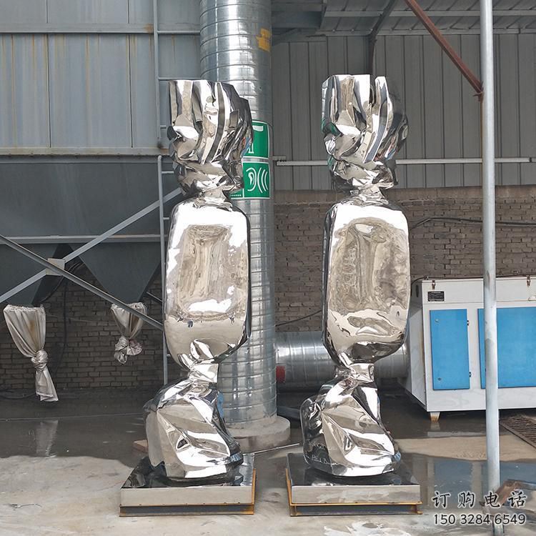 創(chuàng)意糖果雕塑廠家 鏡面小品 公園不銹鋼糖果雕塑廠