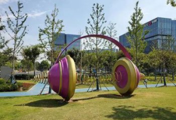 異形耳機雕塑廠家 現代公園小品 創意不銹鋼耳機雕塑廠