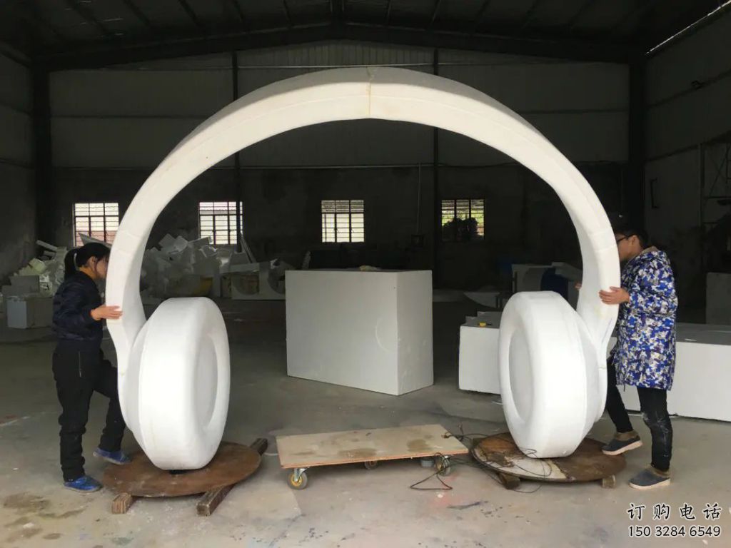 音樂耳麥雕塑廠家 異形音樂擺件 體育場不銹鋼耳麥雕塑廠