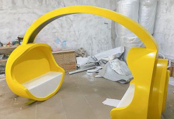 噴漆耳麥雕塑廠家 中式村口小品 草地不銹鋼耳麥雕塑廠