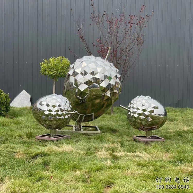 商業街松塔雕塑廠家 鏡面公園擺件 抽象不銹鋼松塔雕塑廠