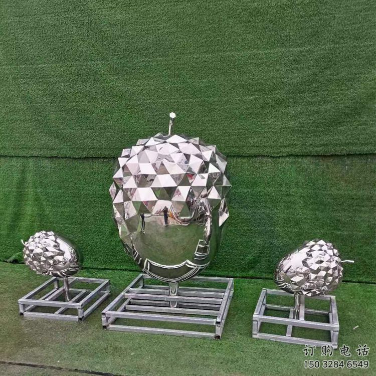 街頭松塔雕塑廠家 大型別墅區擺件 鏡面不銹鋼松塔雕塑定做