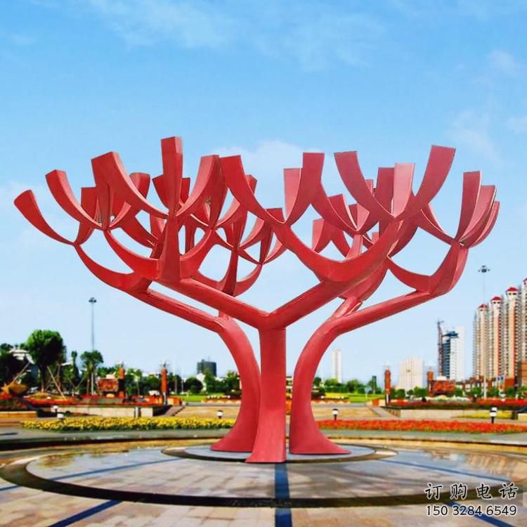 烤漆花傘雕塑廠家 現代公園小品 戶外不銹鋼花傘雕塑定做