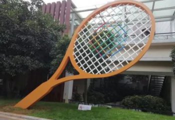 幾何網球拍雕塑廠家 鏤空小品 創意不銹鋼網球拍雕塑廠