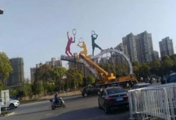 歐式乒乓球拍雕塑廠家 抽象擺件 體育場乒乓球拍雕塑廠