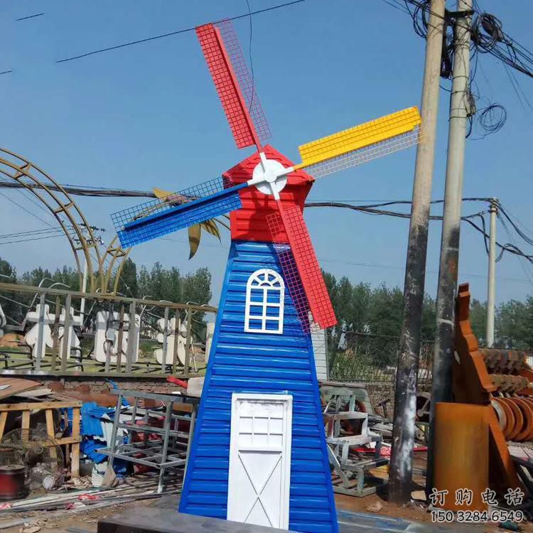 幾何大風車雕塑廠家 幼兒園小品 彩繪大風車雕塑價格