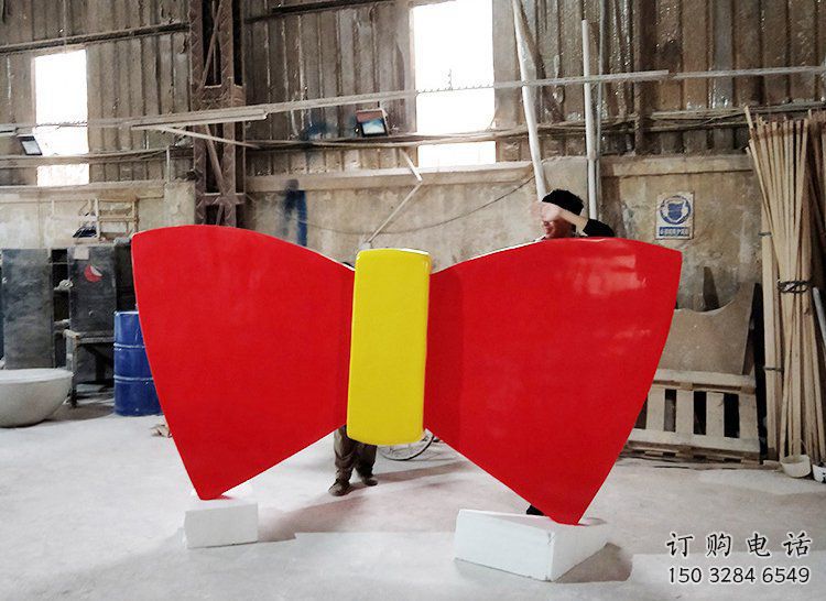 烤漆蝴蝶結雕塑廠家 現代創意小品 戶外蝴蝶結雕塑價格