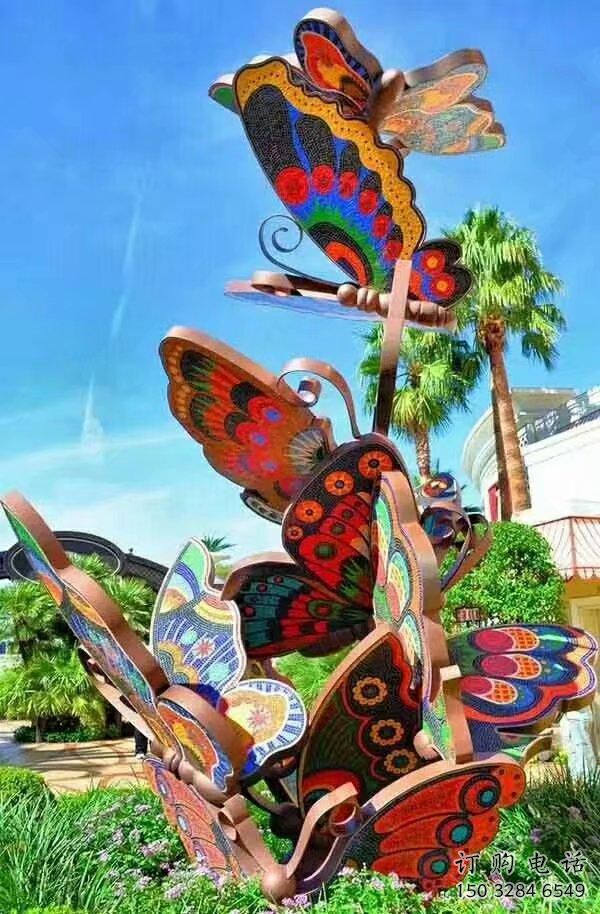 大型蝴蝶樹雕塑廠家 鍛造小品 創意不銹鋼蝴蝶樹雕塑廠