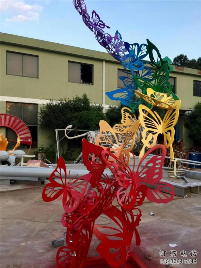 仿古蝴蝶樹雕塑廠家 草地小品 房地產不銹鋼蝴蝶樹雕塑廠