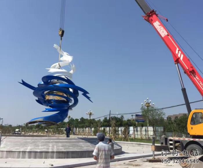 噴漆龍卷風雕塑廠家 中式村口小品 大型不銹鋼龍卷風雕塑廠