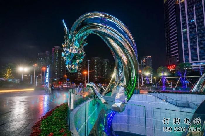 創(chuàng)意龍頭雕塑廠家 戶外抽象小品 公園不銹鋼龍頭雕塑廠