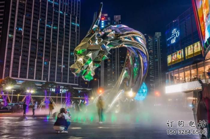 現代龍頭雕塑廠家 大型別墅區擺件 戶外不銹鋼龍頭雕塑廠