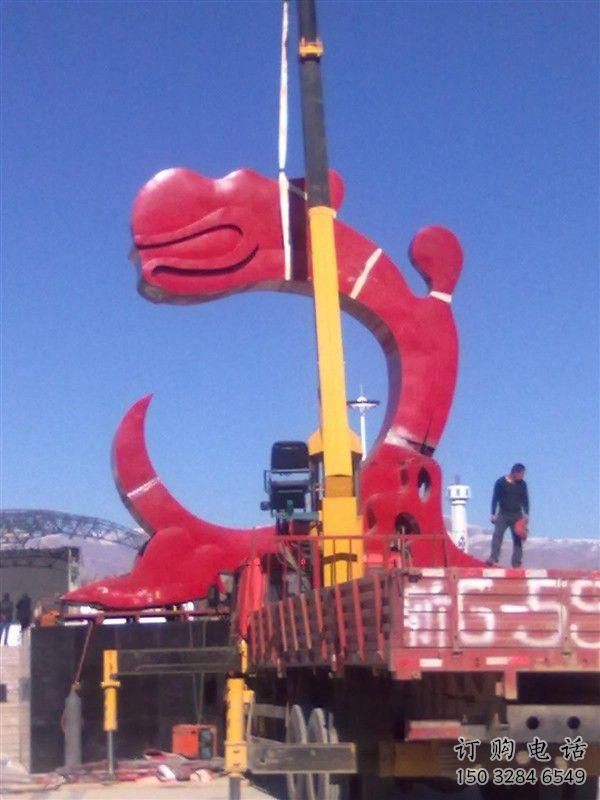 抽象龍頭雕塑廠家 烤漆公園小品 現代不銹鋼龍頭雕塑廠