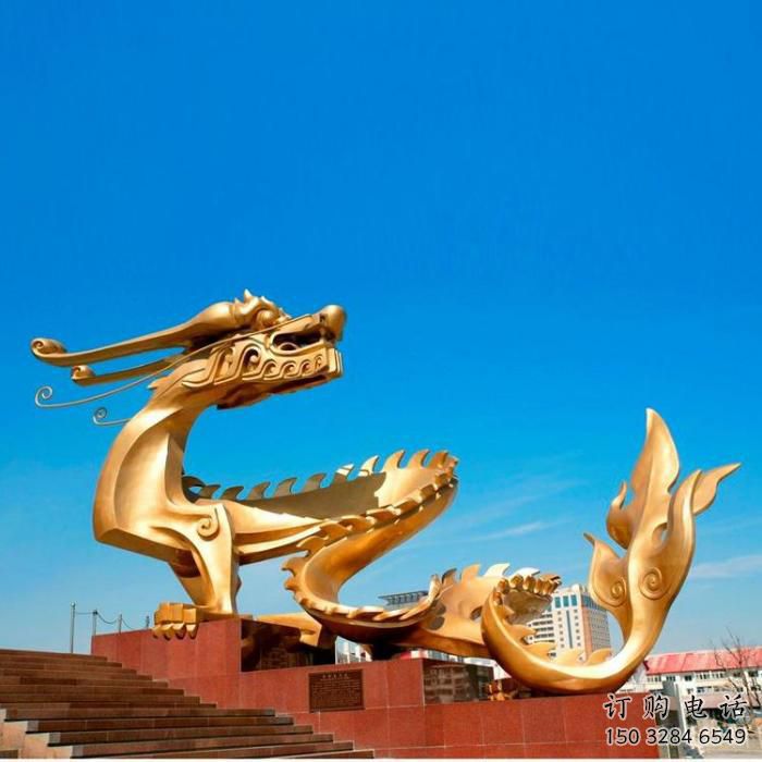 幾何龍頭雕塑廠家 廣場小品 烤漆不銹鋼龍頭雕塑定制