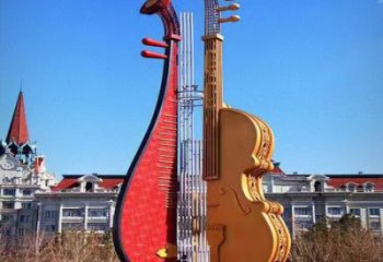 創(chuàng)意琵琶雕塑廠家 現(xiàn)代小品 公園不銹鋼琵琶雕塑廠