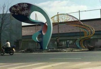 拉絲彩虹雕塑廠家 鏤空創意擺件 別墅區不銹鋼彩虹雕塑廠