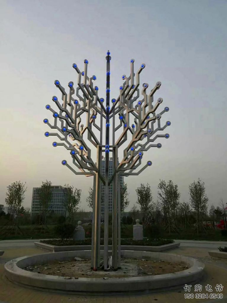 異形白樺樹雕塑廠家 現代公園小品 戶外不銹鋼白樺樹雕塑廠