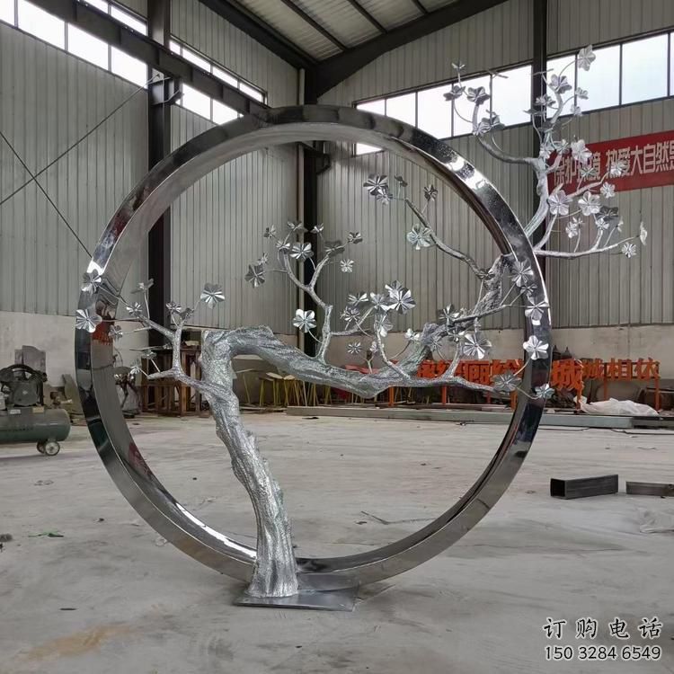 歐式梅花雕塑廠家 抽象擺件 現(xiàn)代不銹鋼梅花雕塑定做