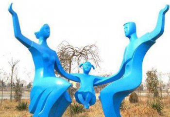 廣場(chǎng)一家人雕塑廠家 現(xiàn)代小品 烤漆不銹鋼一家人雕塑廠