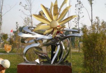 異形菊花雕塑廠家 現(xiàn)代公園小品 廣場不銹鋼菊花雕塑廠