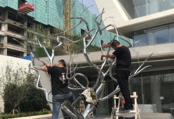 街道樹枝雕塑廠家 現代擺件 鏡面不銹鋼樹枝雕塑廠