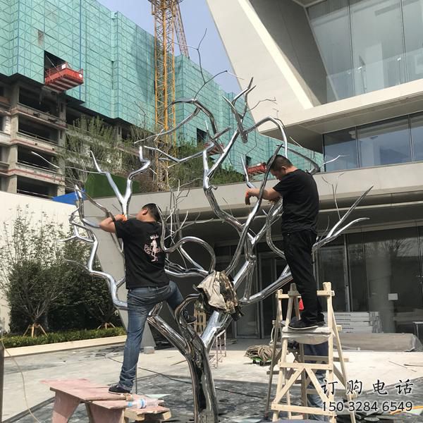 幾何枯樹雕塑廠家 抽象小品 大門口不銹鋼枯樹雕塑廠