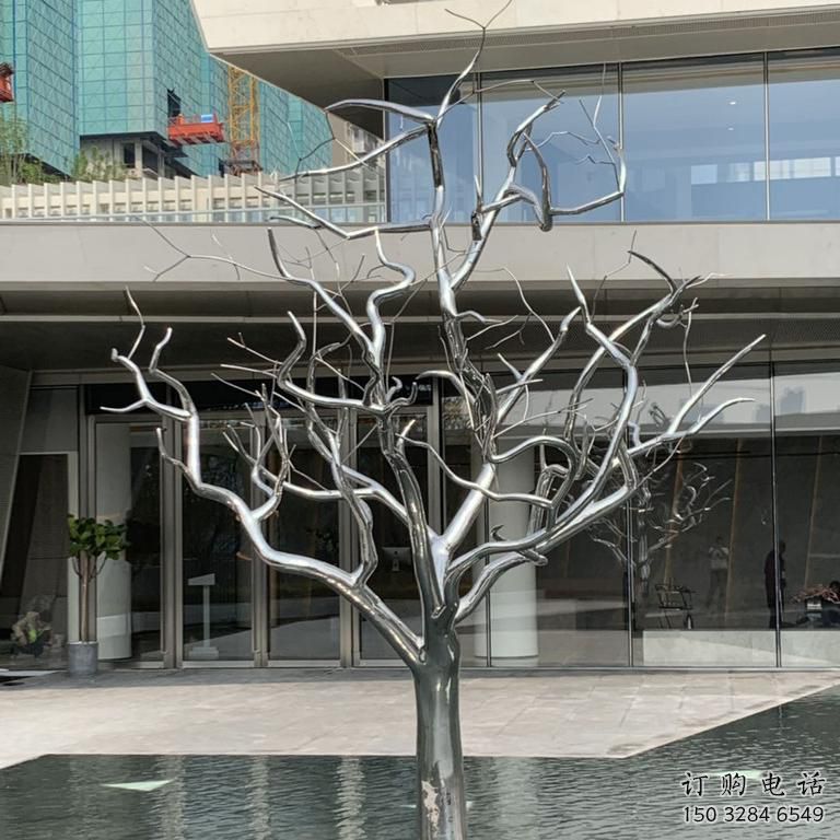 創(chuàng)意樹干雕塑廠家 現(xiàn)代酒店小品  戶外不銹鋼樹干雕塑廠