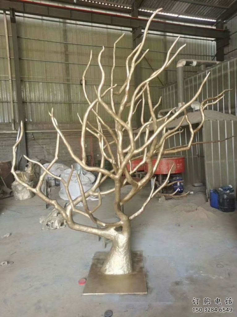 噴漆枯樹枝雕塑廠家 中式村口小品 草地不銹鋼枯樹枝雕塑廠