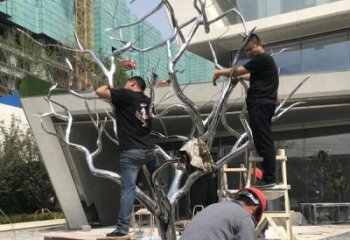 中式枯樹枝雕塑廠家 創(chuàng)意小品 游樂場不銹鋼枯樹枝雕塑廠