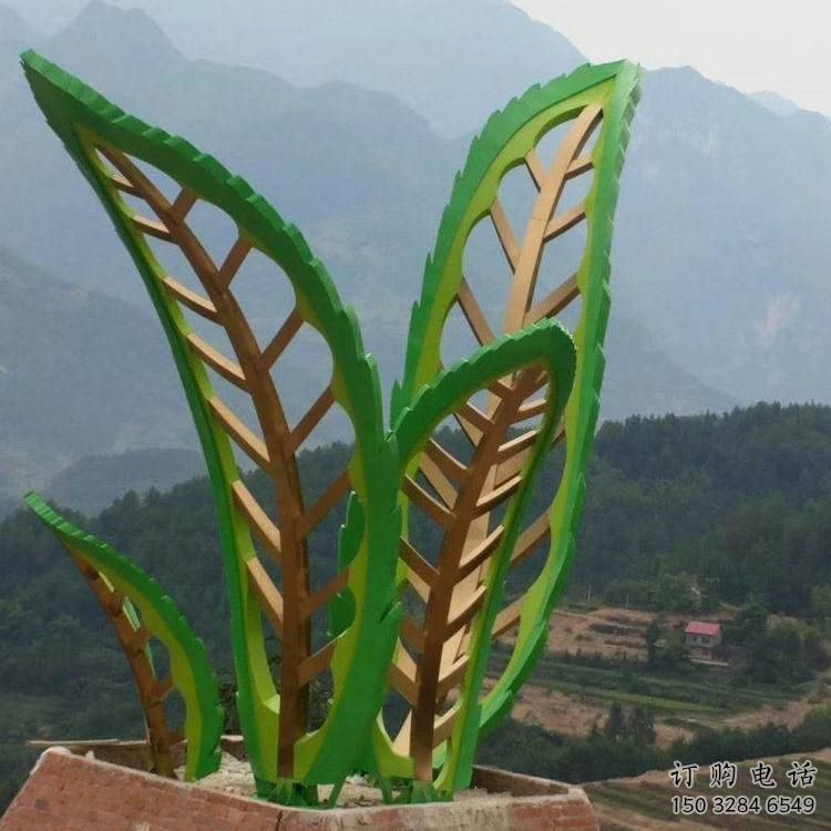 烤漆花葉雕塑廠家 鏤空創意小品 現代不銹鋼花葉雕塑廠