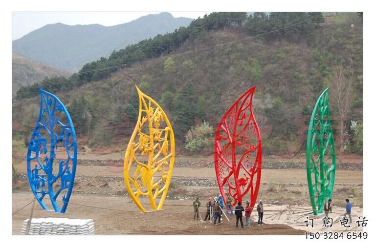 異形樹葉子雕塑廠家 現代公園小品  廣場不銹鋼樹葉子雕塑廠
