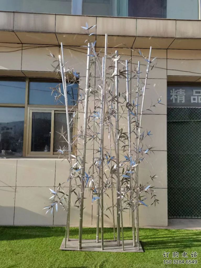 公園竹葉雕塑廠家 戶外擺件 鏡面不銹鋼竹葉雕塑生產(chǎn)
