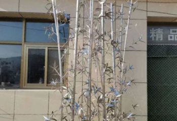 公園竹葉雕塑廠家 戶外擺件 鏡面不銹鋼竹葉雕塑生產