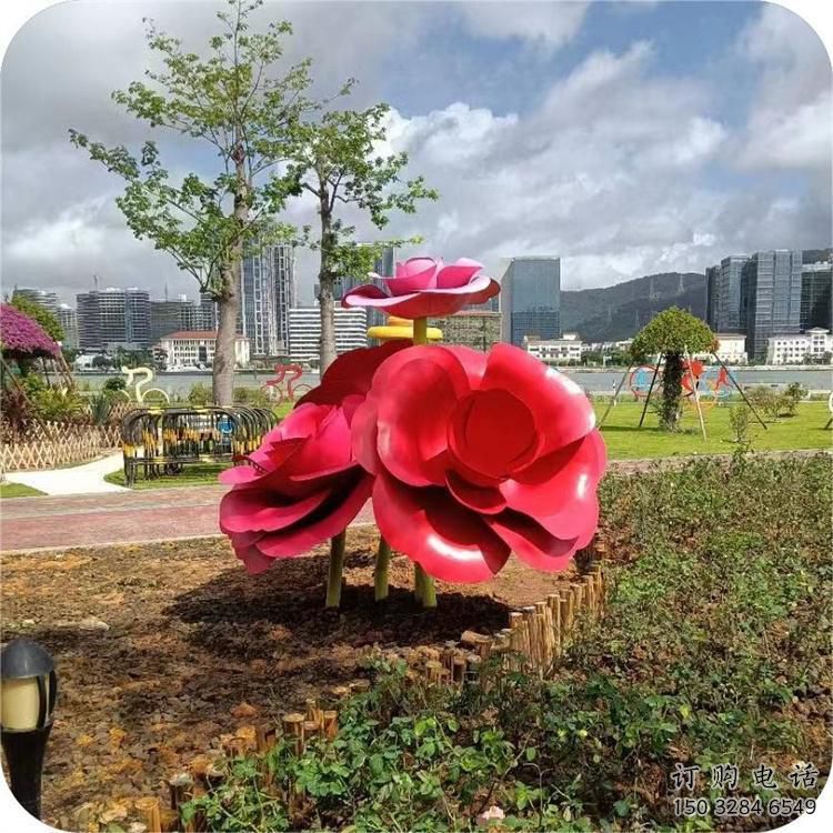 歐式玫瑰雕塑廠家 抽象擺件 創(chuàng)意不銹鋼玫瑰雕塑廠