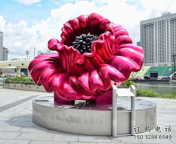 電鍍玫瑰雕塑廠家 園林擺件 抽象不銹鋼玫瑰雕塑價格