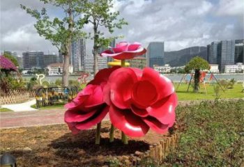 歐式玫瑰雕塑廠家 抽象擺件 創意不銹鋼玫瑰雕塑廠