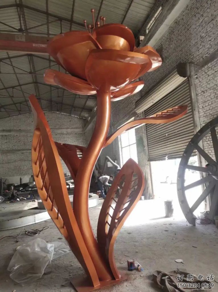 創意月季花雕塑廠家 啞光小品 公園不銹鋼月季花雕塑廠