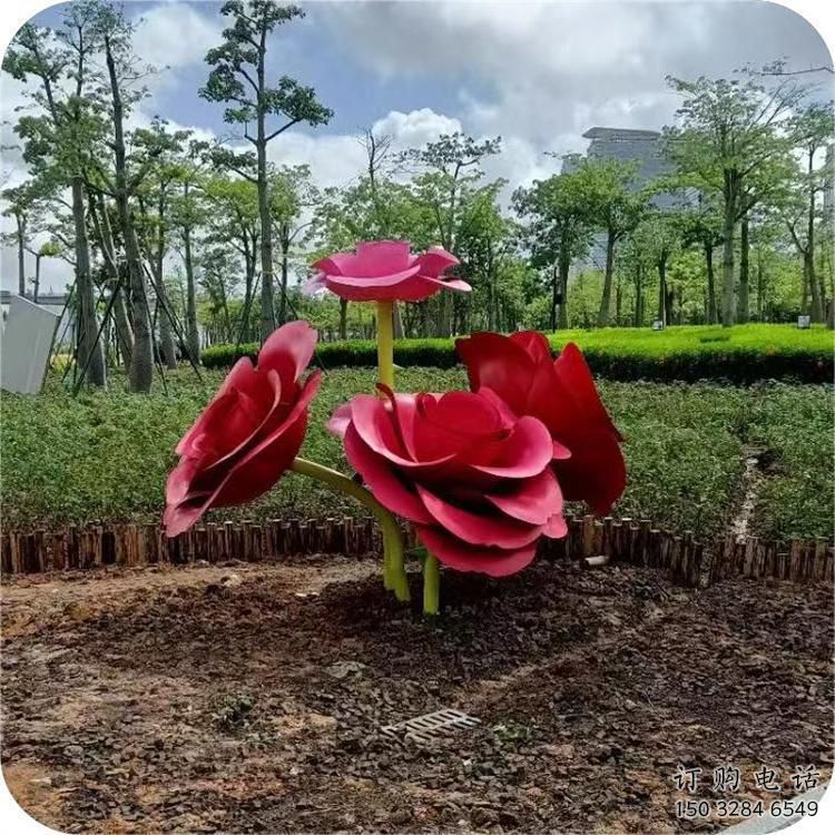仿真月季雕塑廠家 現(xiàn)代擺件 烤漆不銹鋼月季雕塑廠