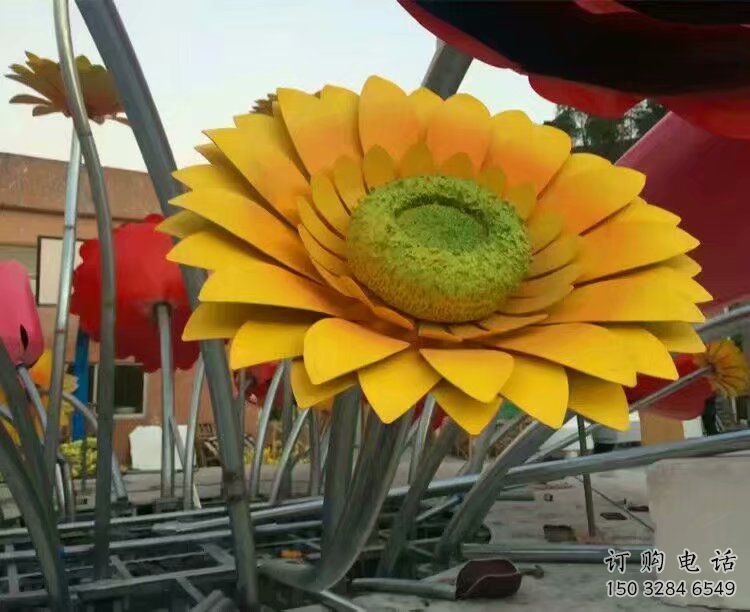 庭院太陽花雕塑廠家 草地小品 鍛造不銹鋼太陽花雕塑廠