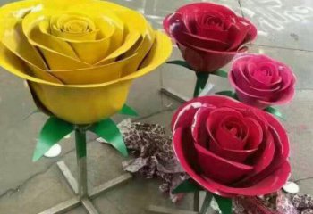 中式月季雕塑廠家 現代烤漆小品 大型不銹鋼月季雕塑廠