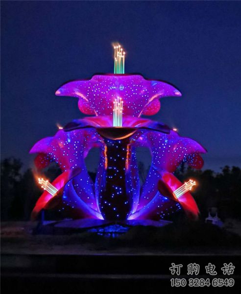 彩繪花苞雕塑廠家 燈光擺件 街頭不銹鋼花苞雕塑廠