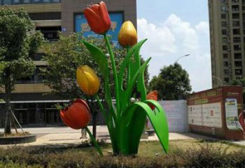 彩繪百合花雕塑廠家 創(chuàng)意擺件 街頭不銹鋼百合花雕塑定制