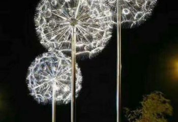 大型蒲公英雕塑廠家 戶外發(fā)光小品 現(xiàn)代不銹鋼蒲公英雕塑廠