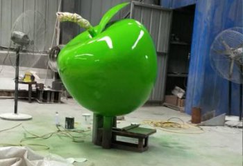 彩繪蘋果雕塑廠家 仿真擺件 街頭不銹鋼蘋果雕塑廠